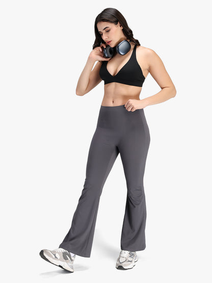 Women Seamless Power Flared Pants Grey