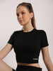 Women Round Neck Half Sleeve Sports Crop Top