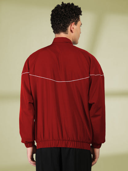 Men Winter Sports Regular Fit Windcheater Jacket Maroon