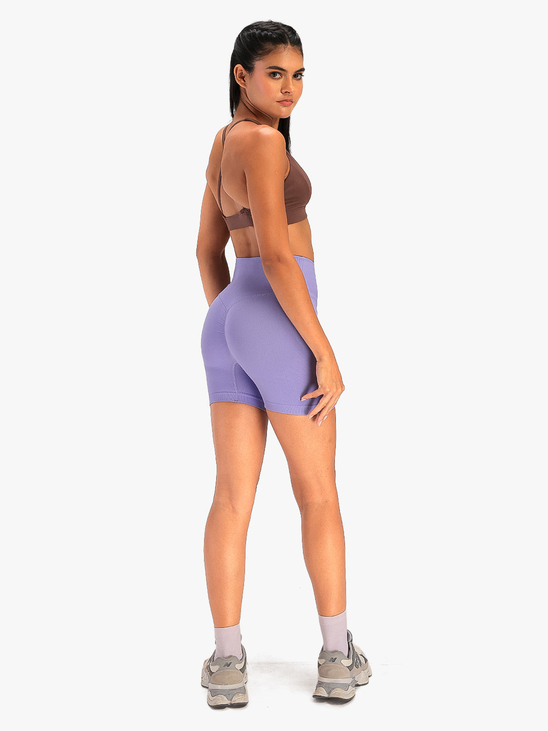 Women's High-Waist Seamless Stretch Yoga Shorts Purple