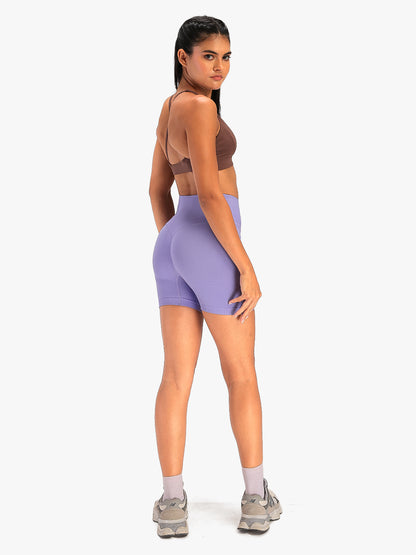 Women's High-Waist Seamless Stretch Yoga Shorts Purple
