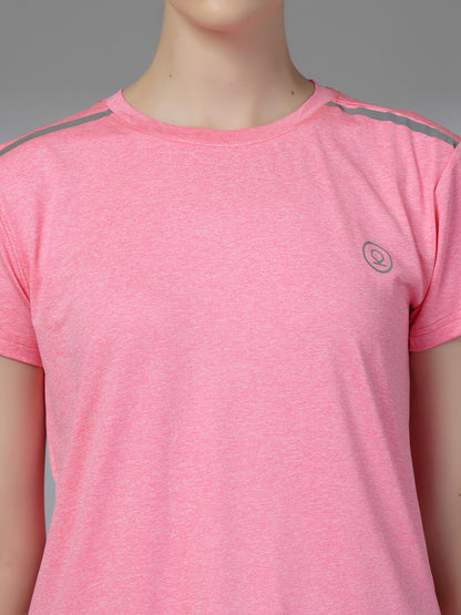 Women's Half Sleeve Dry Fit Gym T-Shirt Pink