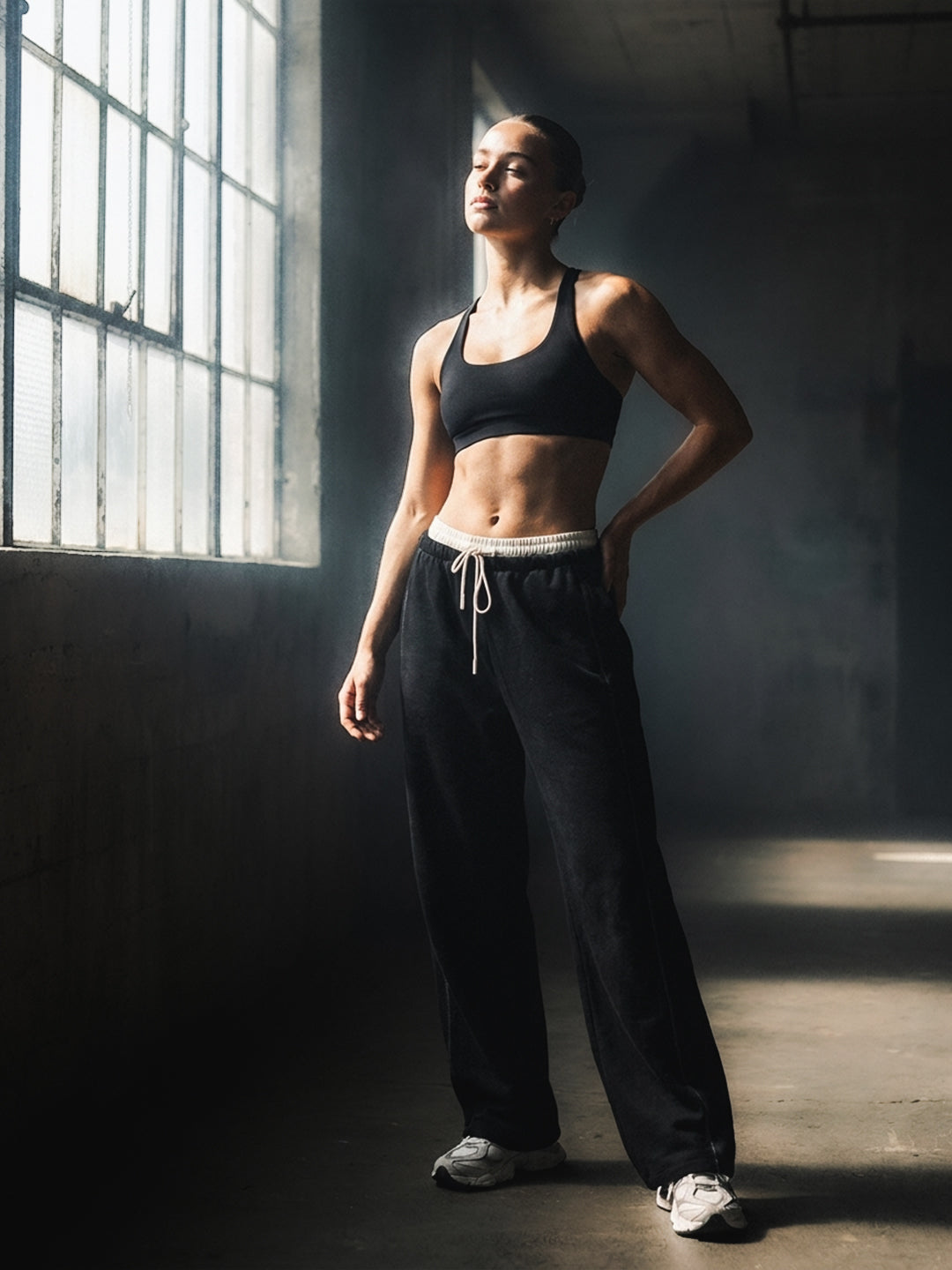 Women’s Black Relaxed Fit Athleisure Track Pants