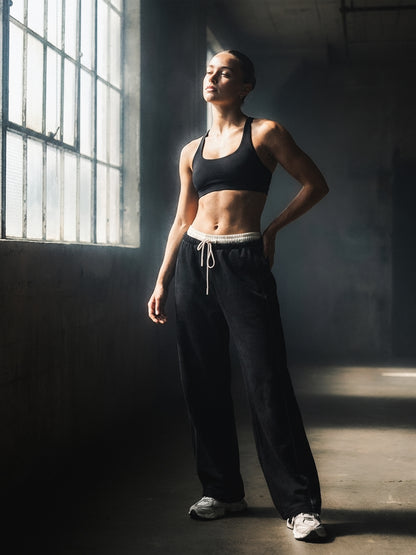 Women’s Black Relaxed Fit Athleisure Track Pants