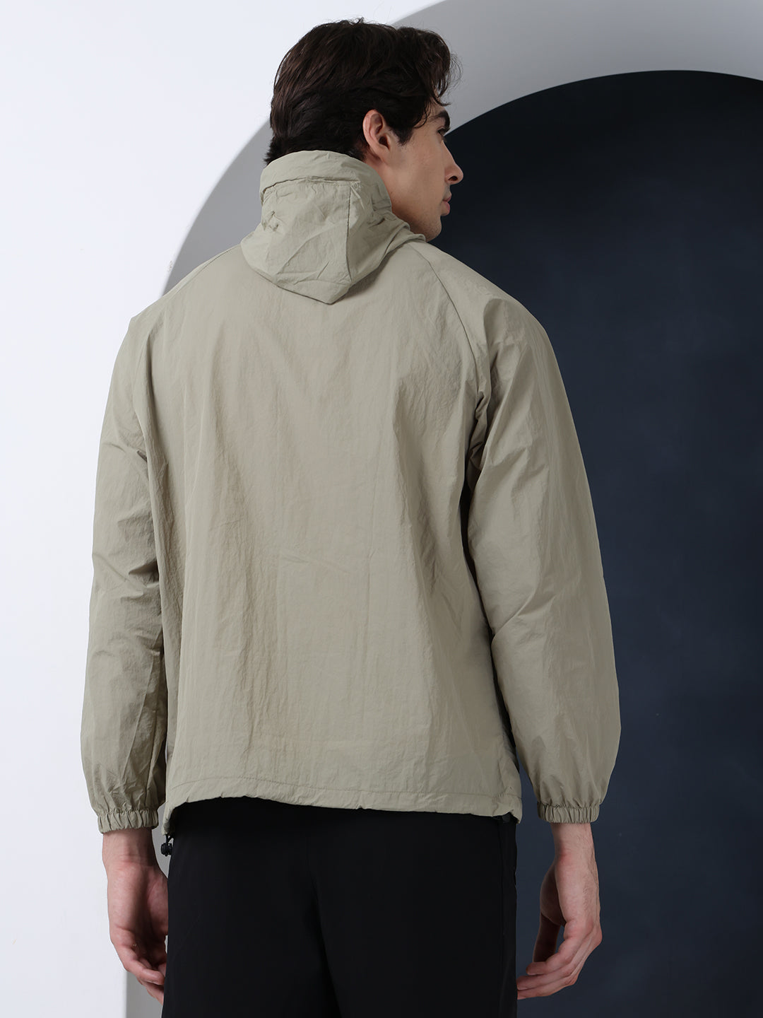 Men’s Green Lightweight Hooded Windcheater Jacket