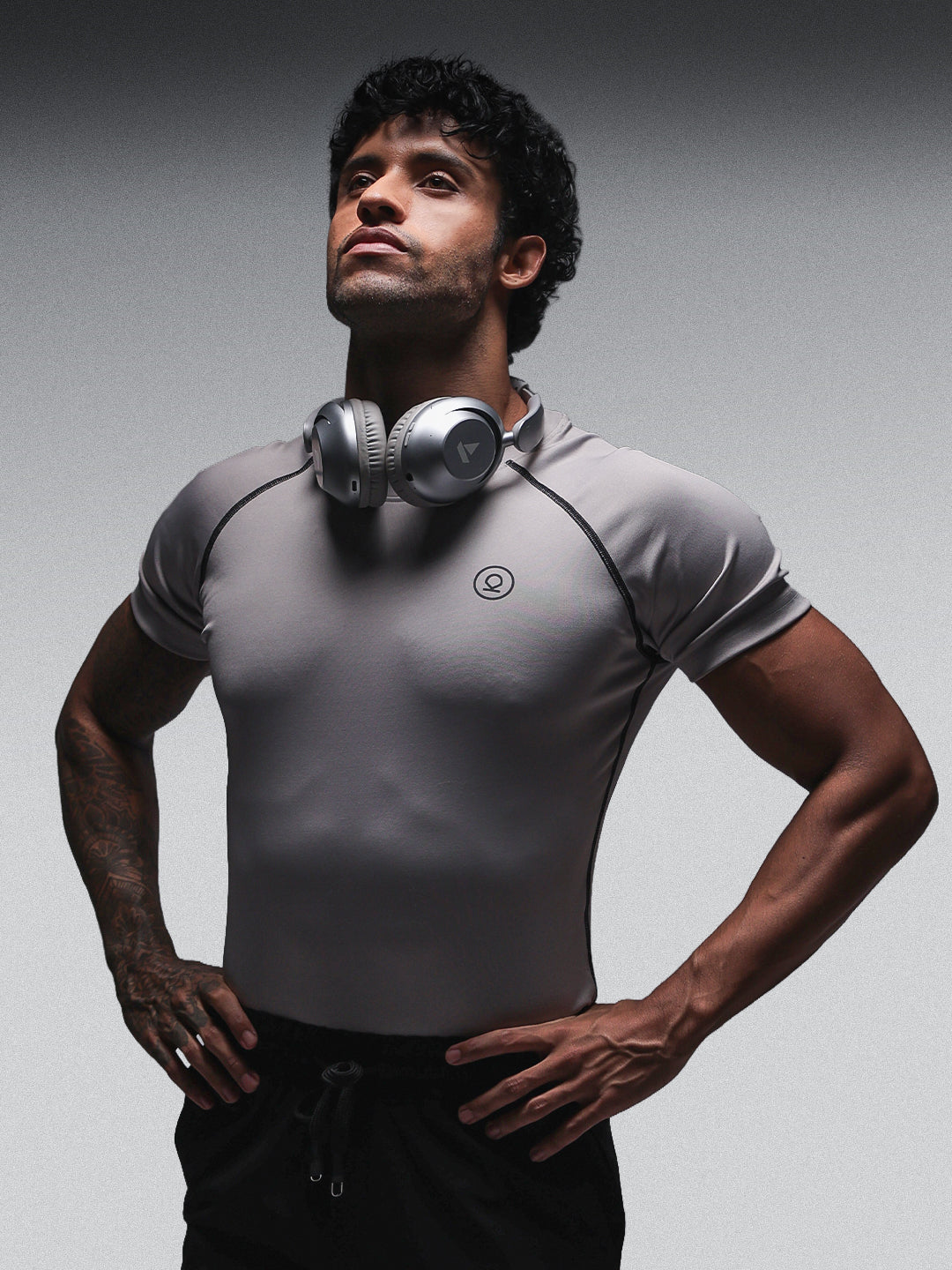 Men’s Performance Compression T-Shirt for Gym Grey