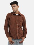 Men Winter Wear Solid Corduroy Casual Shacket