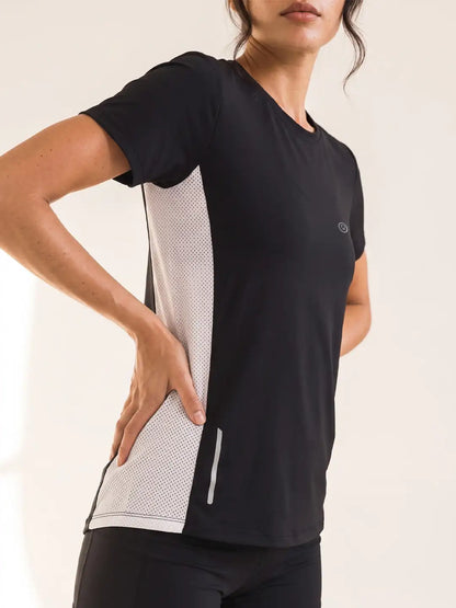 Women's Half Sleeve Dry Fit Active Wear Sports T-shirts Black