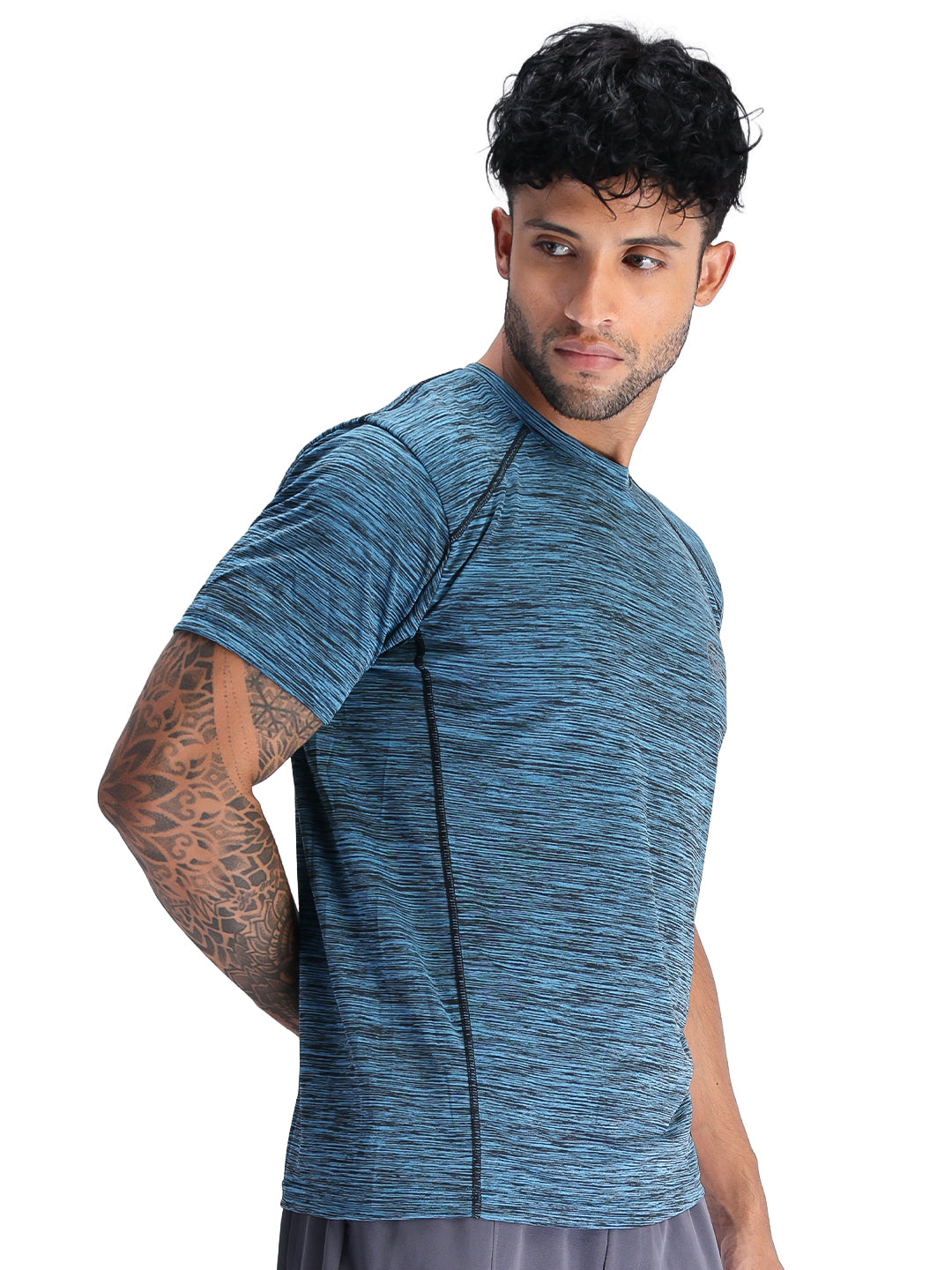 Men's Half Sleeves Dry Fit Gym Sports T-Shirt Sea Green