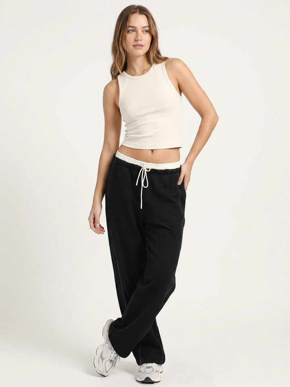 Women’s Black Relaxed Fit Athleisure Track Pants