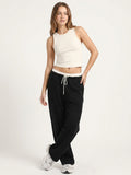 Women’s Black Relaxed Fit Athleisure Track Pants