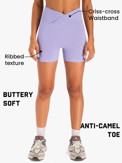 Women's High-Waist Seamless Stretch Yoga Shorts Purple