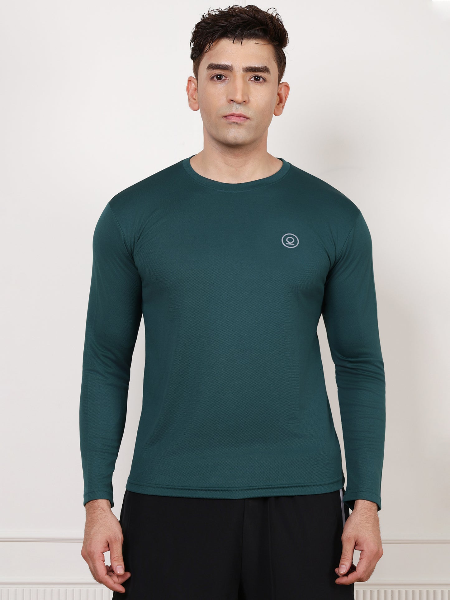 Men's Regular Dry Fit Full Sleeve Gym T-Shirt Dark Green