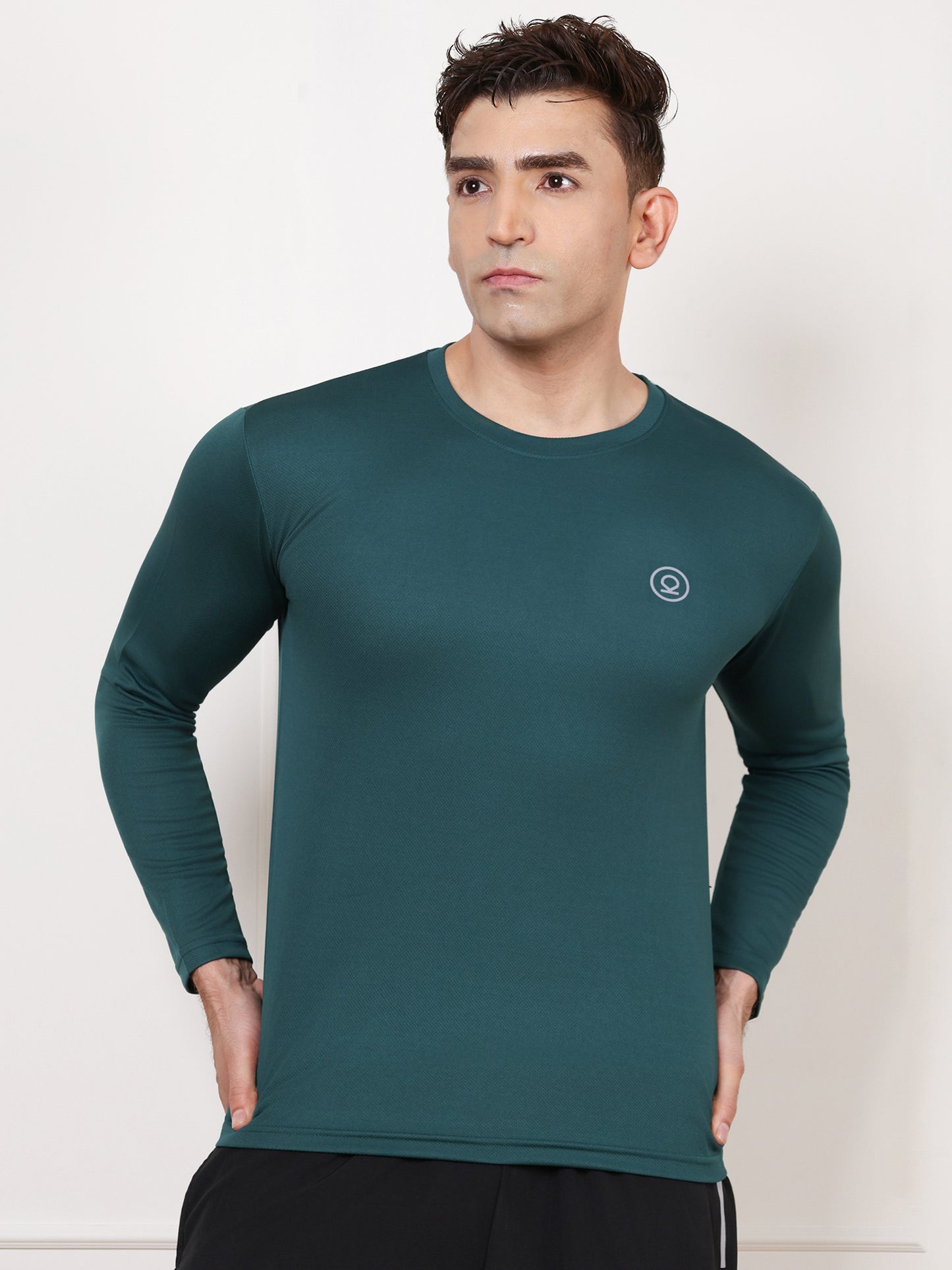 Men's Regular Dry Fit Full Sleeve Gym T-Shirt Dark Green
