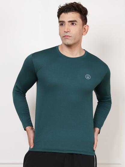 Men's Regular Dry Fit Full Sleeve Gym T-Shirt Dark Green
