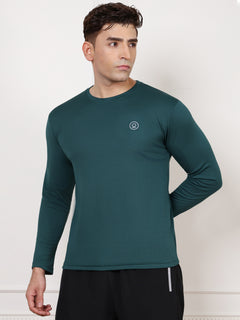 Men's Regular Dry Fit Full Sleeve Gym T-Shirt Dark Green