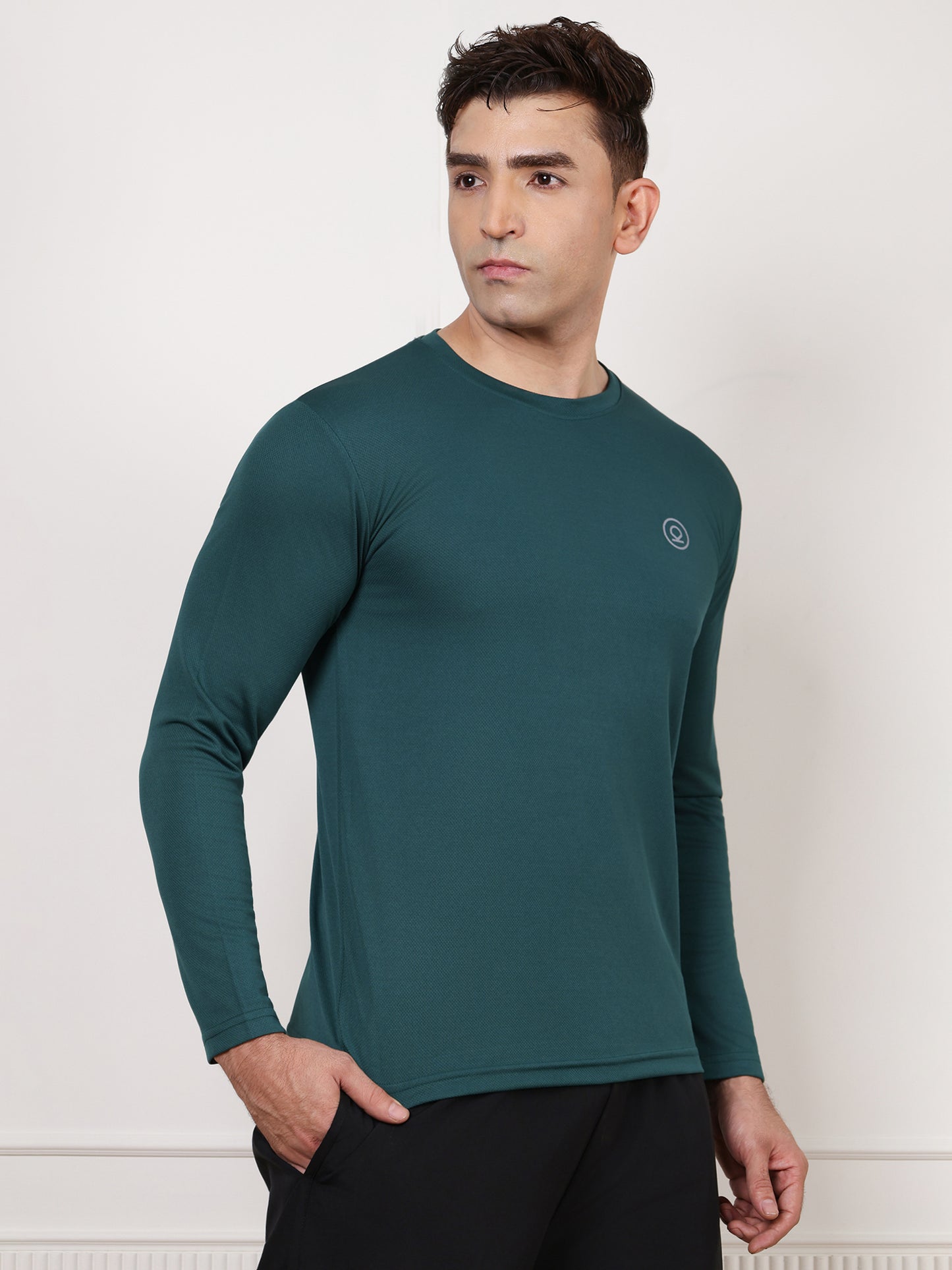 Men's Regular Dry Fit Full Sleeve Gym T-Shirt Dark Green
