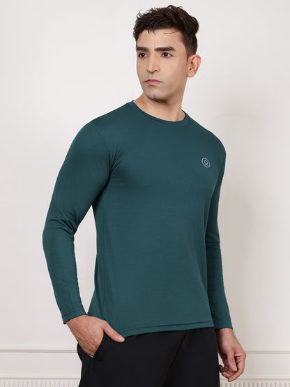 Men's Regular Dry Fit Full Sleeve Gym T-Shirt Dark Green