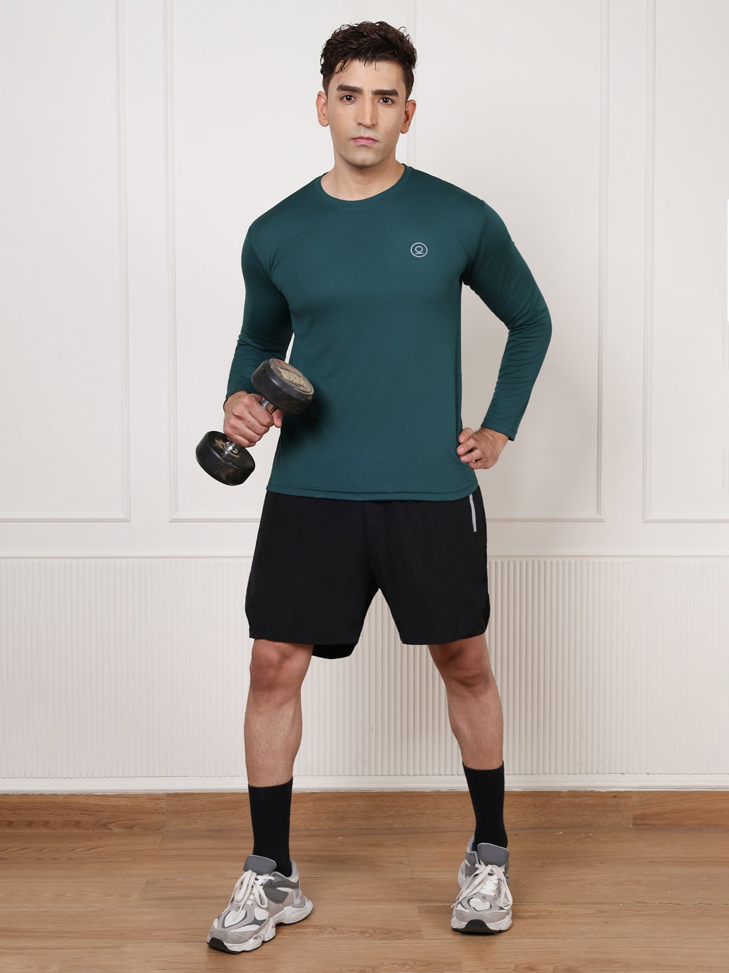 Men's Regular Dry Fit Full Sleeve Gym T-Shirt Dark Green