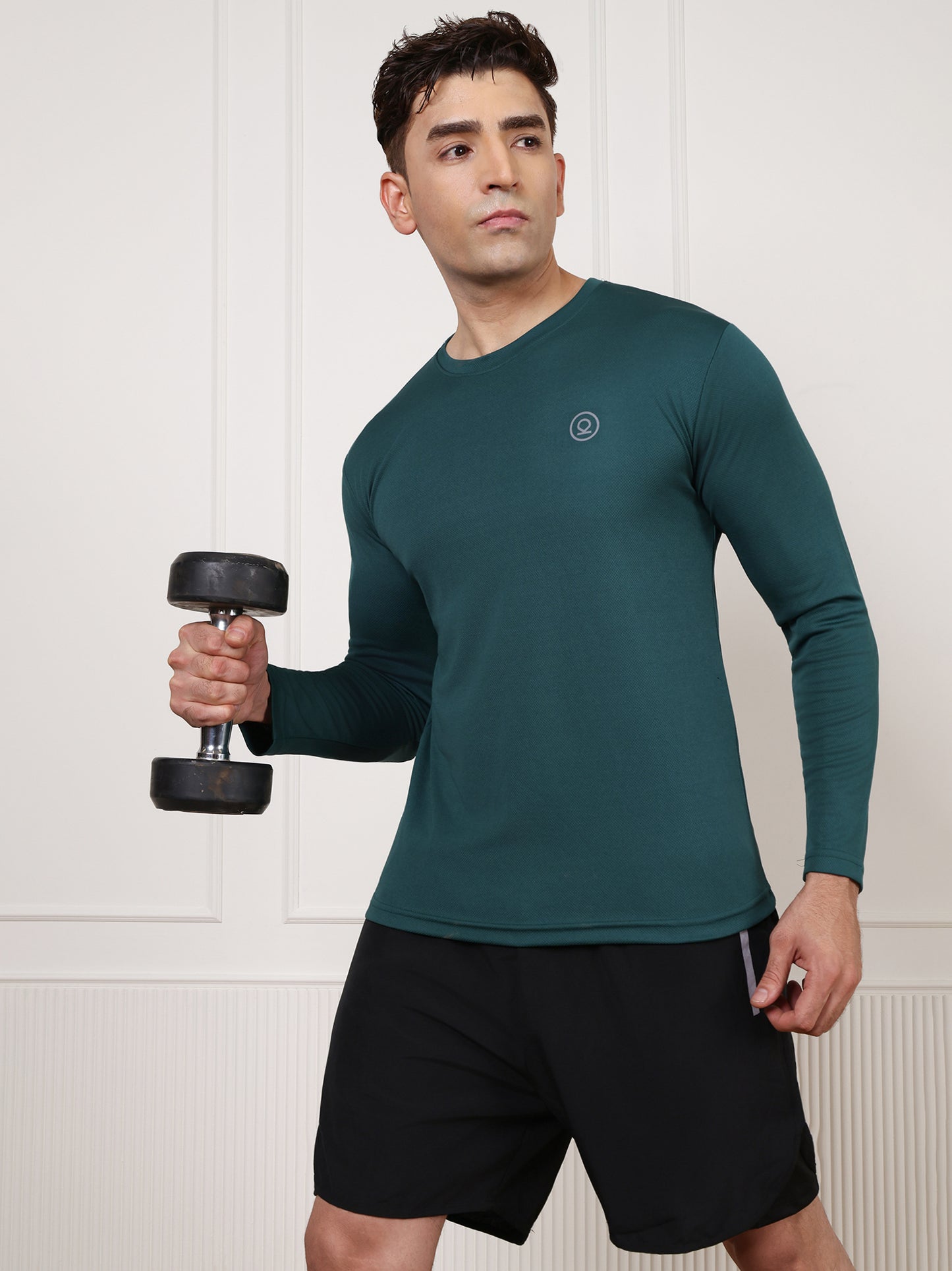 Men's Regular Dry Fit Full Sleeve Gym T-Shirt Dark Green