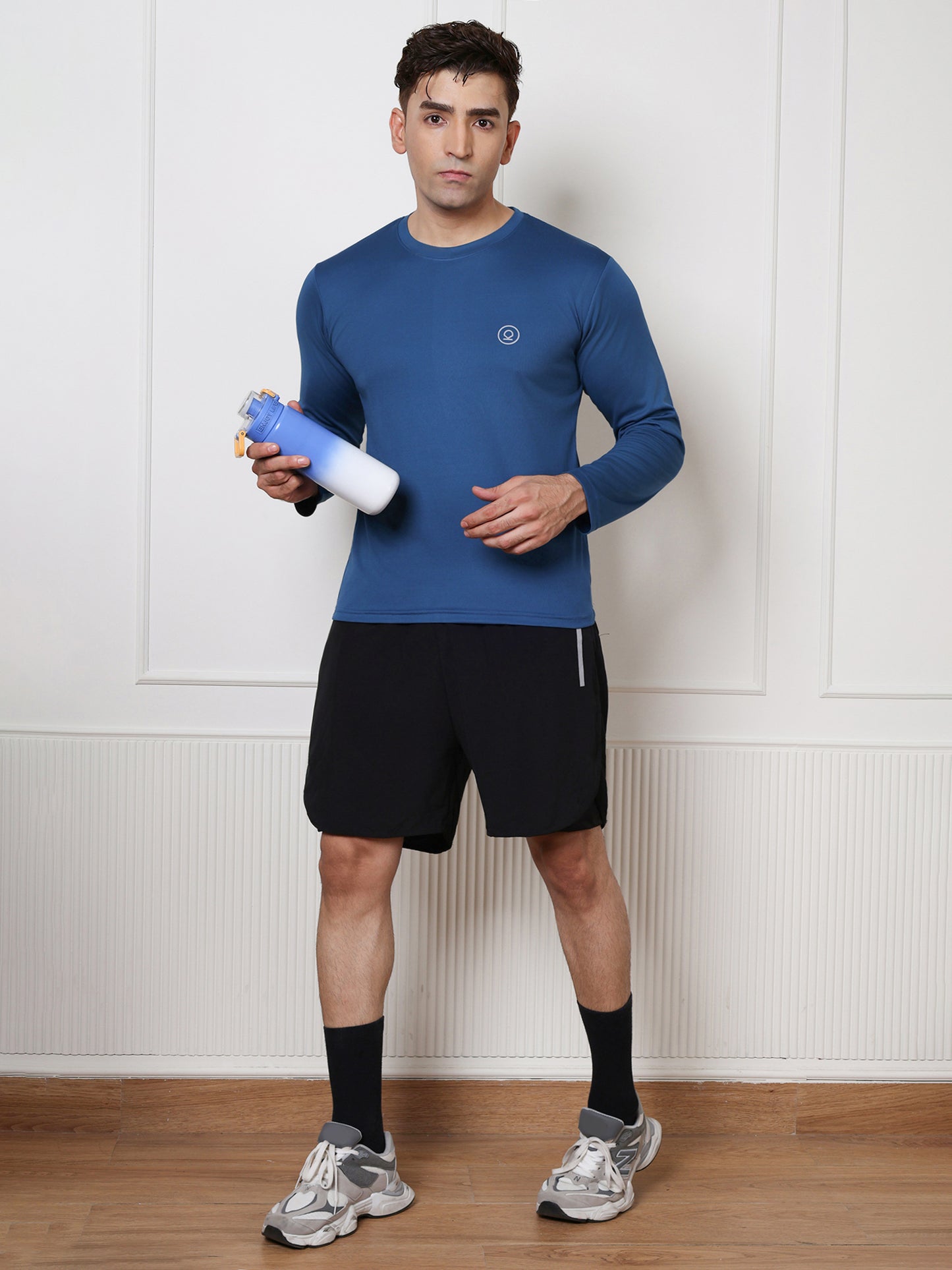 Men's Regular Dry Fit Full Sleeve Gym T-Shirt Indigo