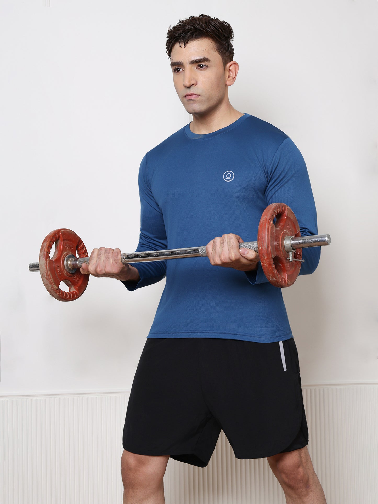 Men's Regular Dry Fit Full Sleeve Gym T-Shirt Indigo