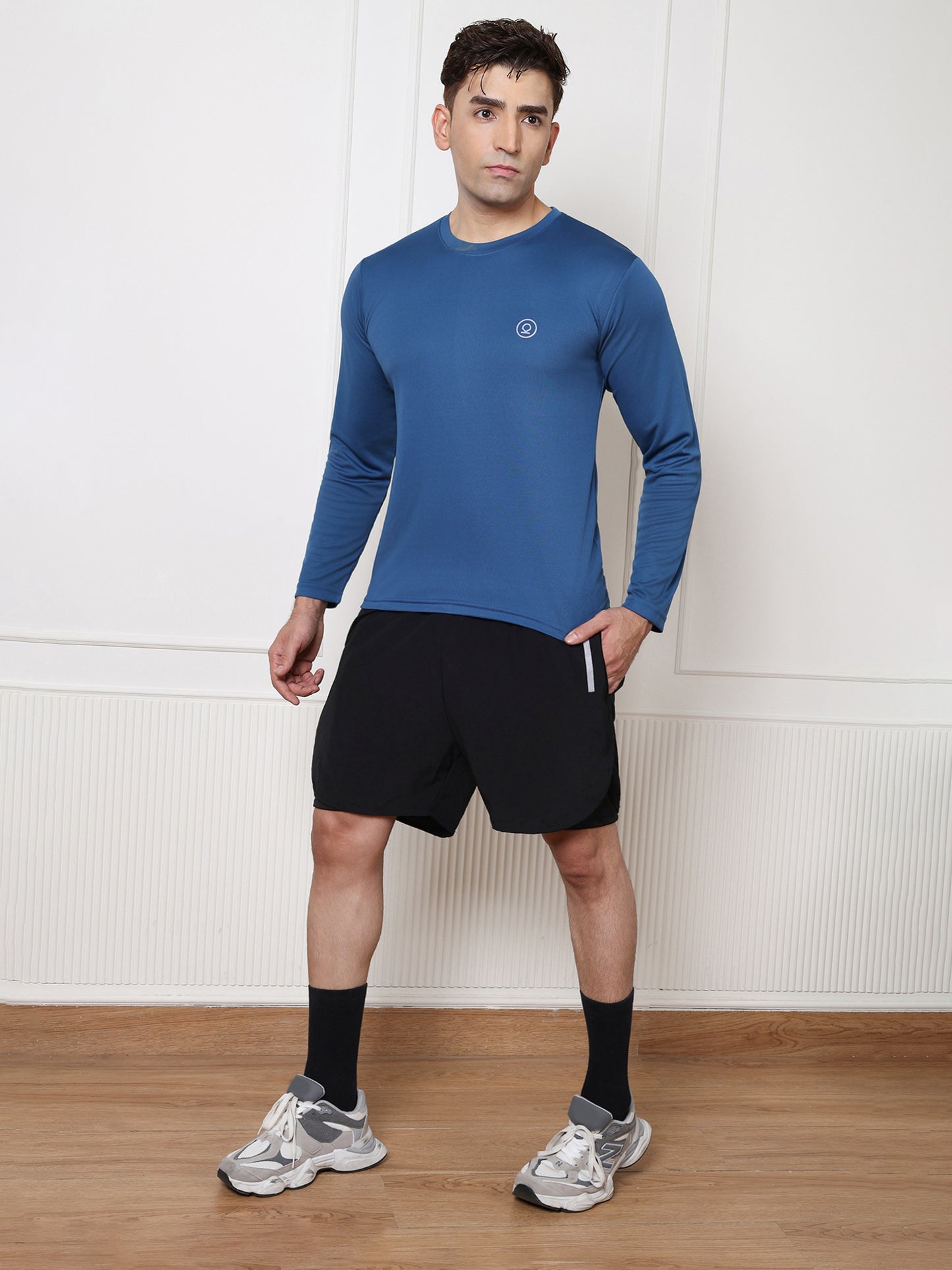 Men's Regular Dry Fit Full Sleeve Gym T-Shirt Indigo