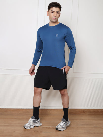 Men's Regular Dry Fit Full Sleeve Gym T-Shirt Indigo