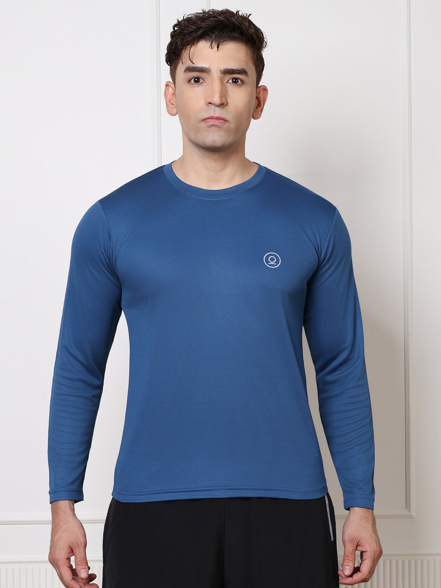 Men's Regular Dry Fit Full Sleeve Gym T-Shirt Indigo