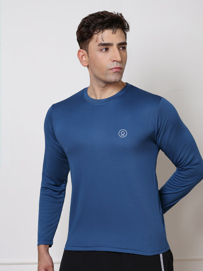 Men's Regular Dry Fit Full Sleeve Gym T-Shirt Indigo
