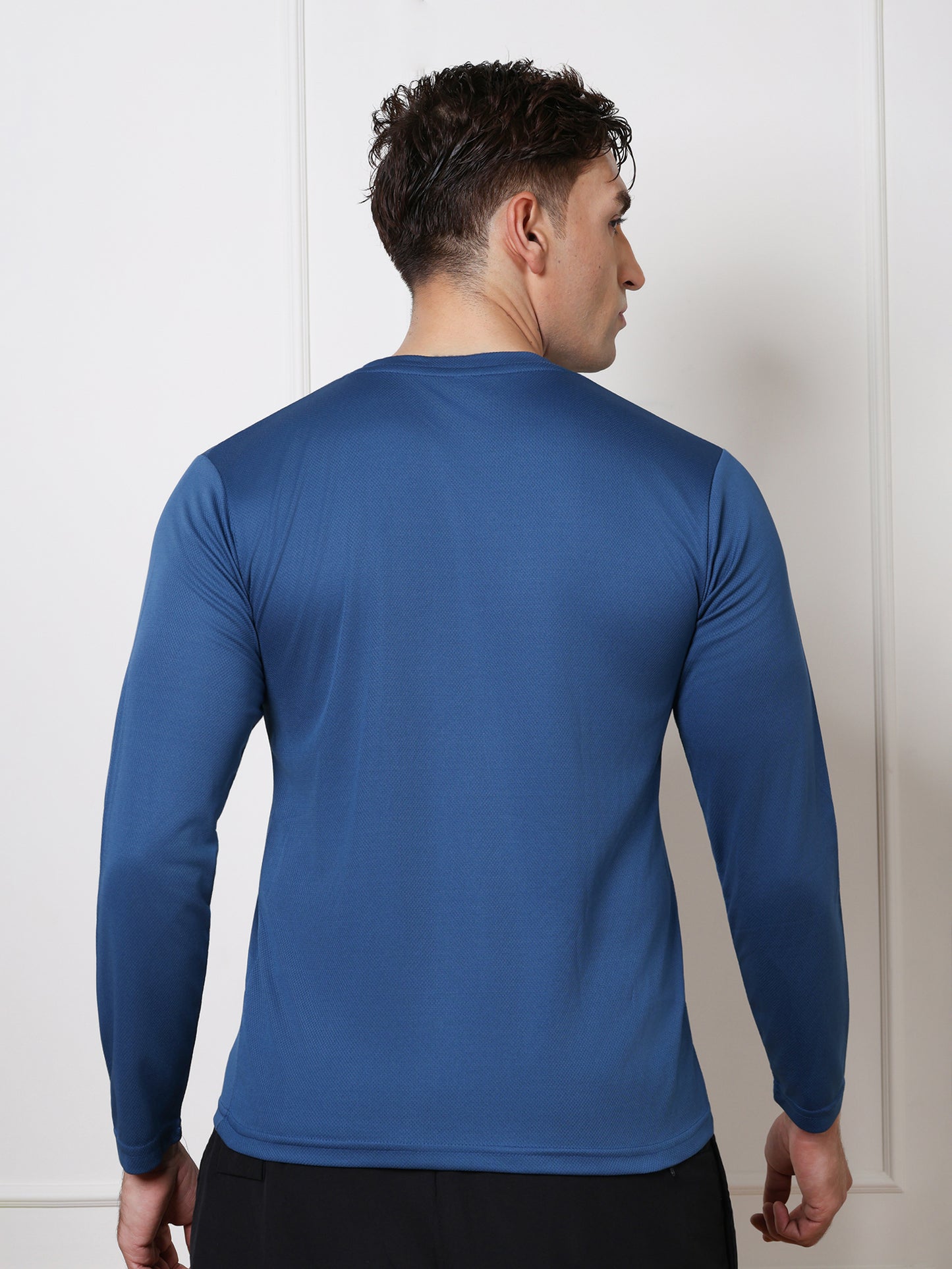 Men's Regular Dry Fit Full Sleeve Gym T-Shirt Indigo