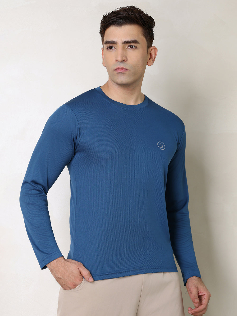 Men's Regular Dry Fit Full Sleeve Gym T-Shirt Indigo