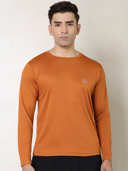 Men's Regular Dry Fit Full Sleeve Gym T-Shirt Rust