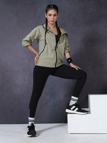 Women’s Green Lightweight Hooded Windcheater Jacket