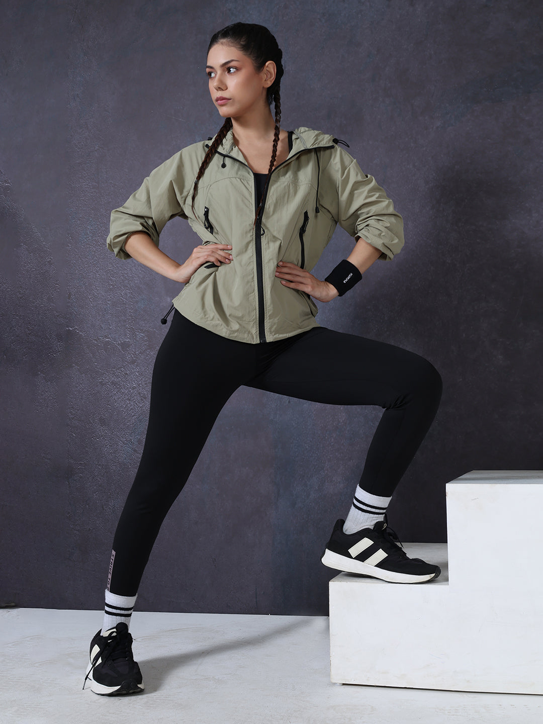 Women’s Green Lightweight Hooded Windcheater Jacket