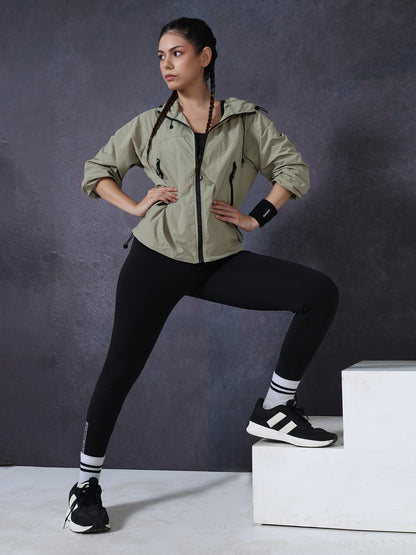 Women’s Green Lightweight Hooded Windcheater Jacket
