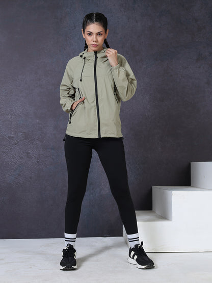 Women’s Green Lightweight Hooded Windcheater Jacket