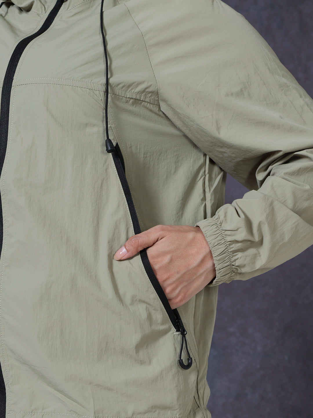 Women’s Green Lightweight Hooded Windcheater Jacket