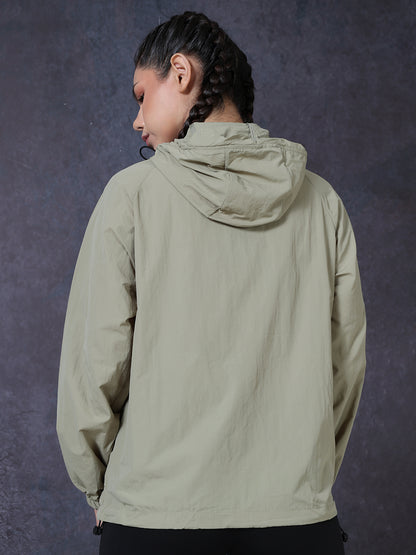 Women’s Green Lightweight Hooded Windcheater Jacket