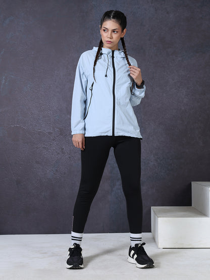 Women’s Ice Blue Lightweight Hooded Windcheater Jacket