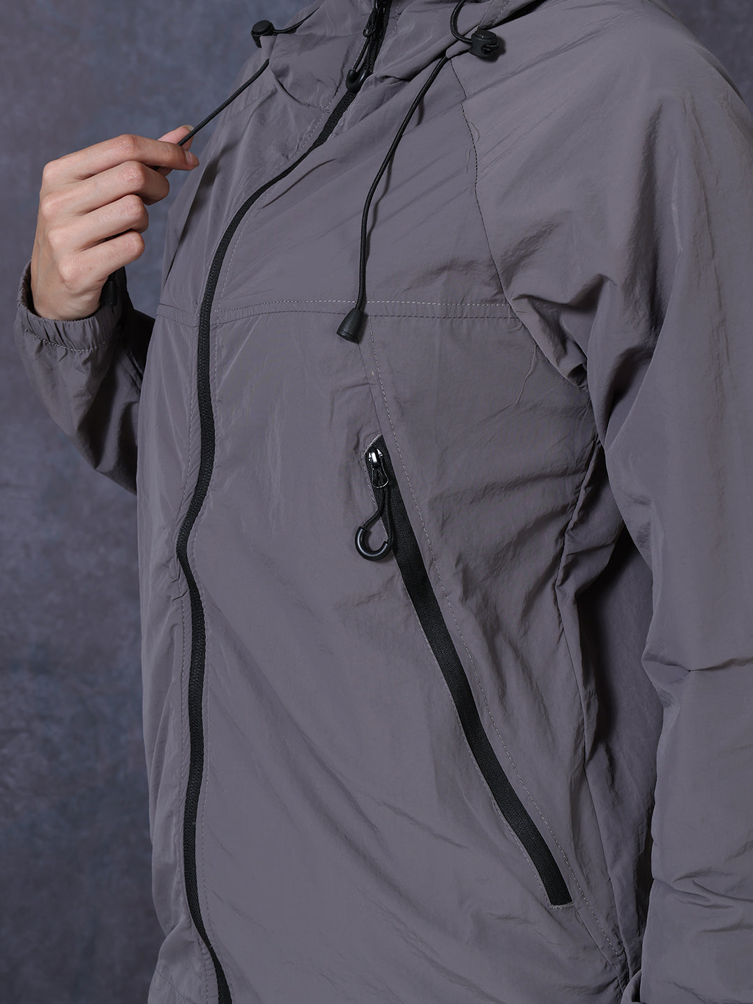 Women’s Grey Lightweight Hooded Windcheater Jacket