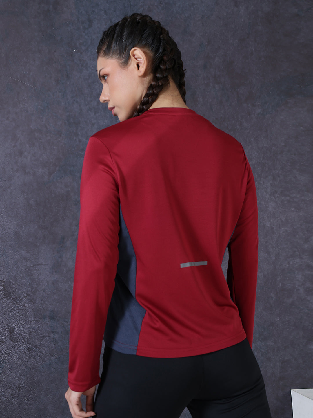 Women's Full Sleeves Gym Sports T-Shirt Maroon