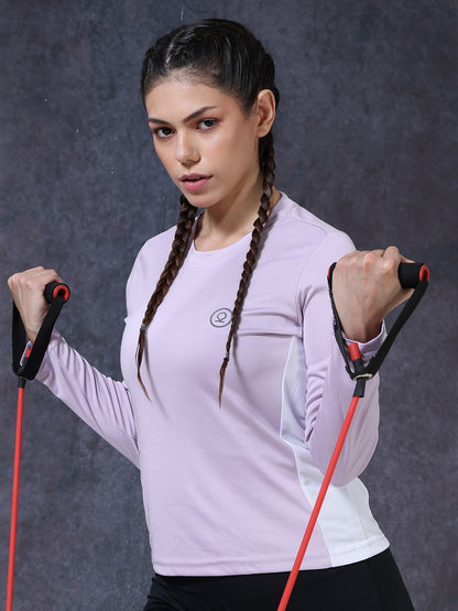 Women's Full Sleeves Gym Sports T-Shirt Lavender