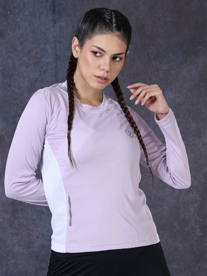Women's Full Sleeves Gym Sports T-Shirt Lavender
