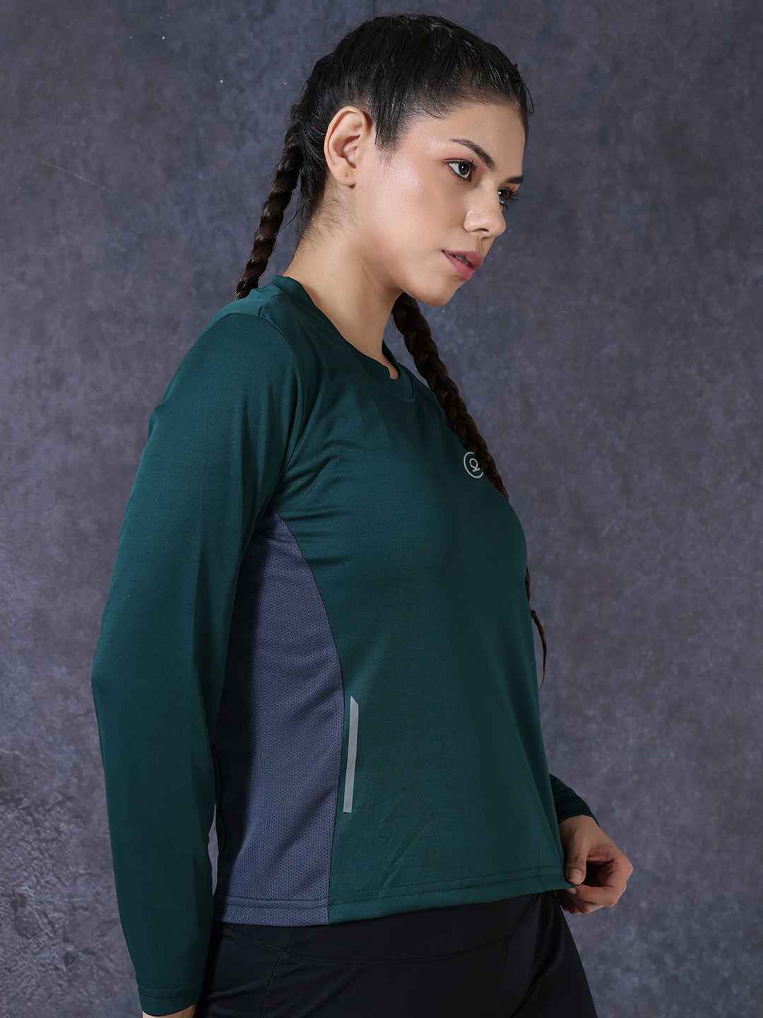 Women's Full Sleeves Gym Sports T-Shirt Dark Green