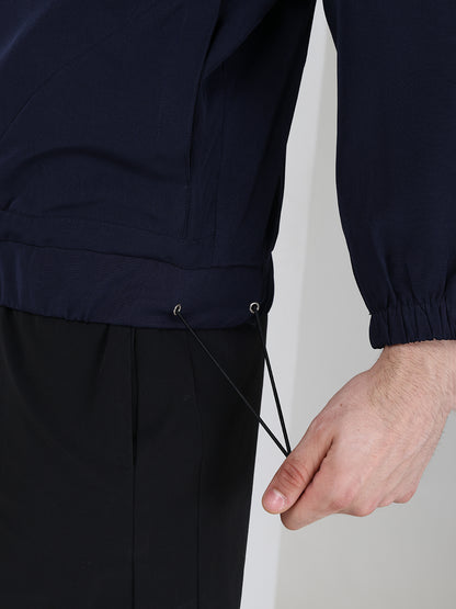 Men Winter Sports Oversized Windcheater Hooded Jacket Navy