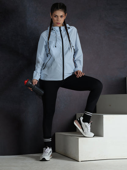 Women’s Ice Blue Lightweight Hooded Windcheater Jacket