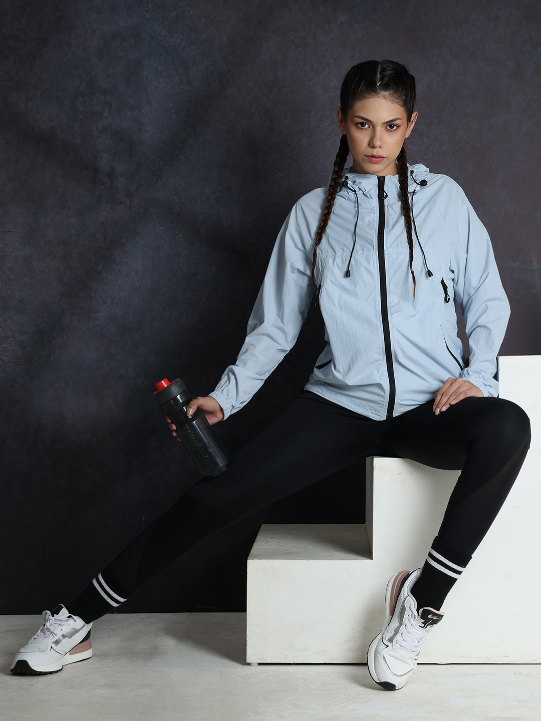 Women’s Ice Blue Lightweight Hooded Windcheater Jacket