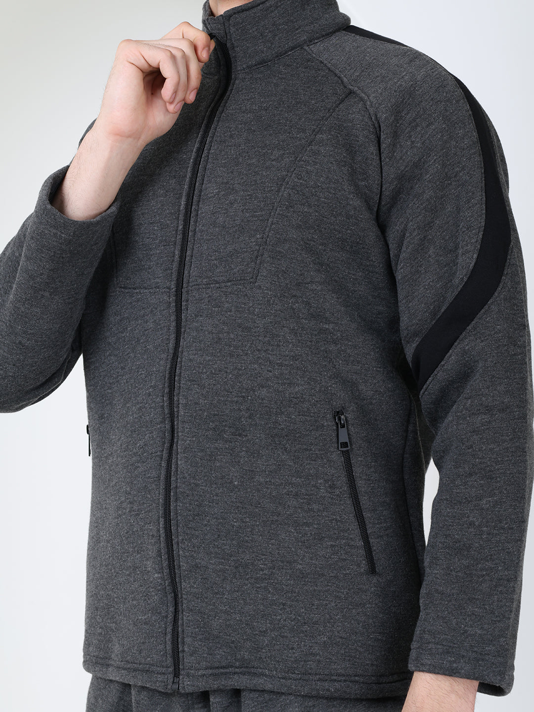Men Anthra Black Full Zipper Winter Tracksuit