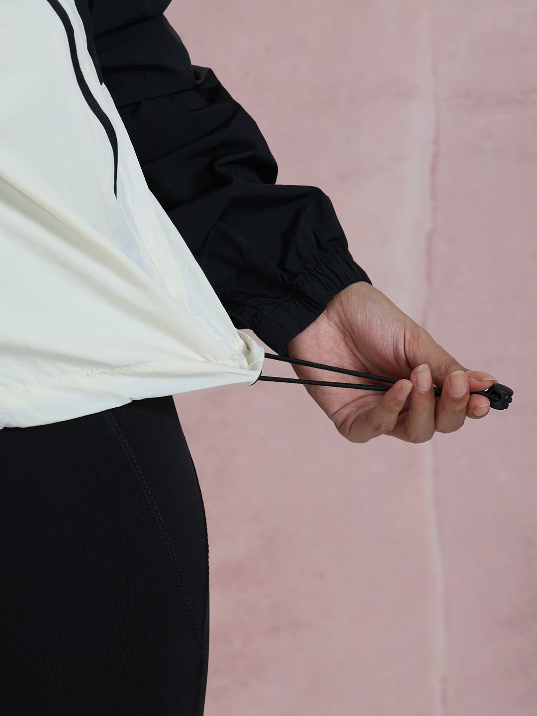 Women’s Black White Lightweight Hooded Windcheater Jacket